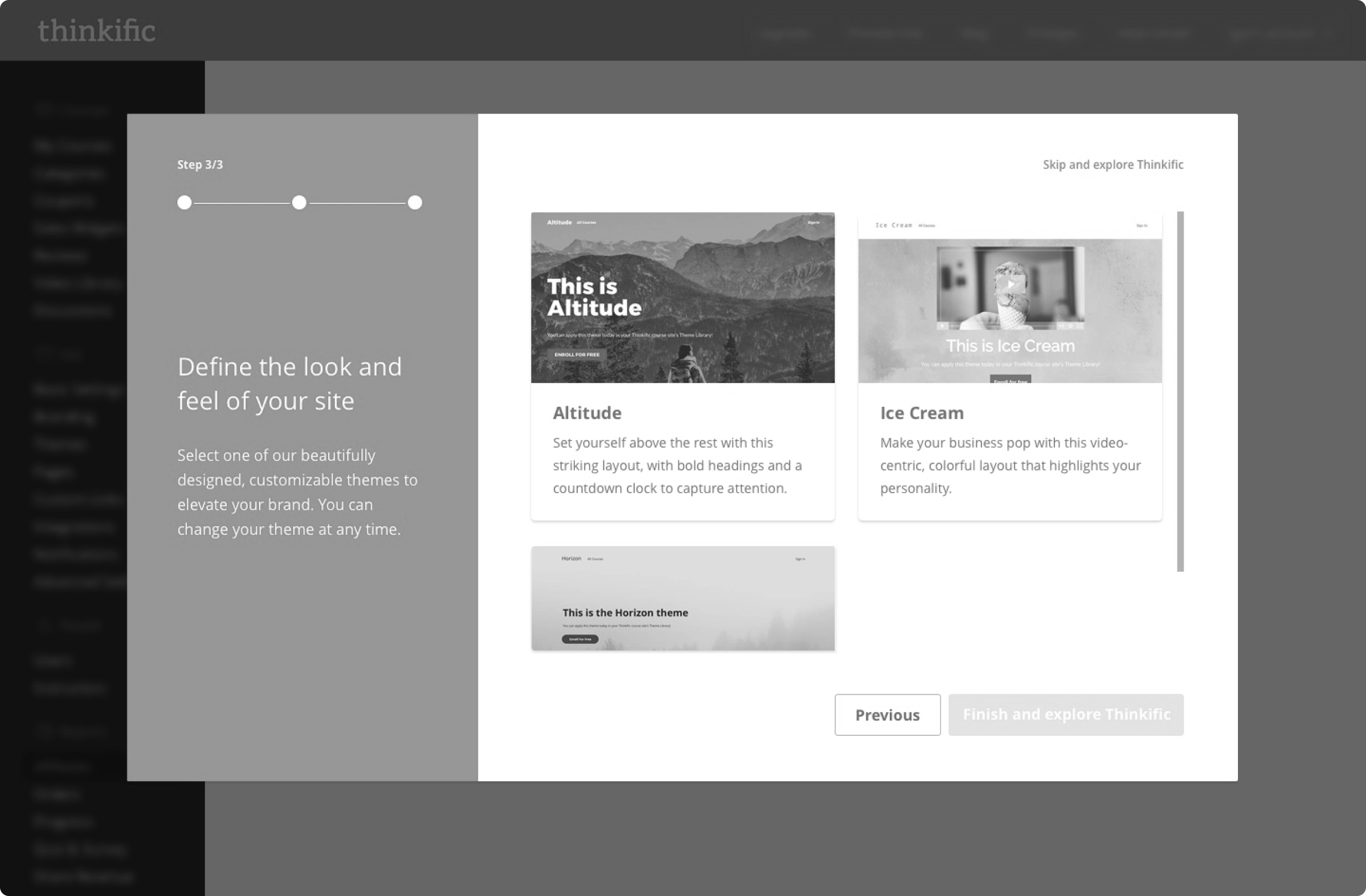 Choose website look and feel