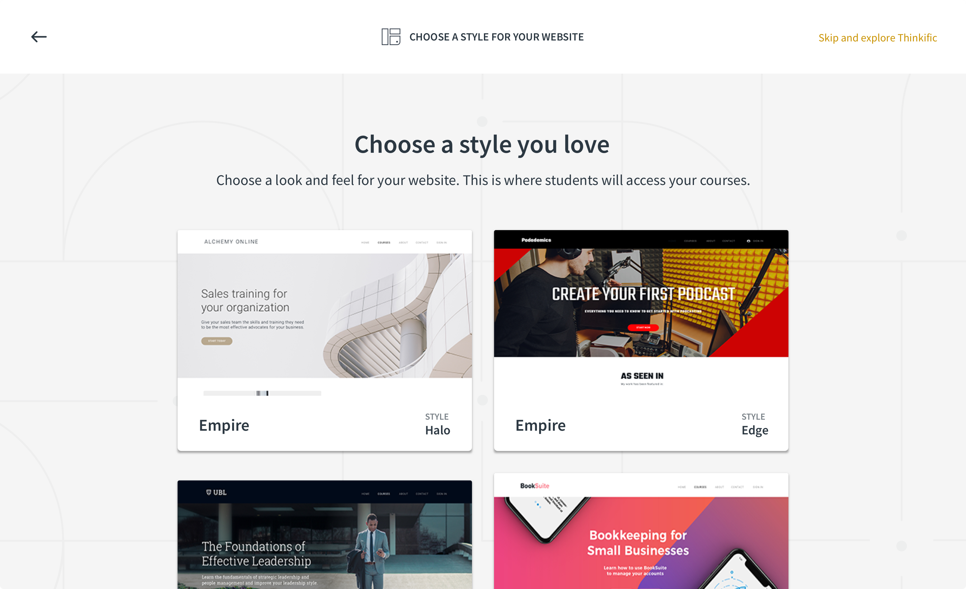 Choose a theme for your website