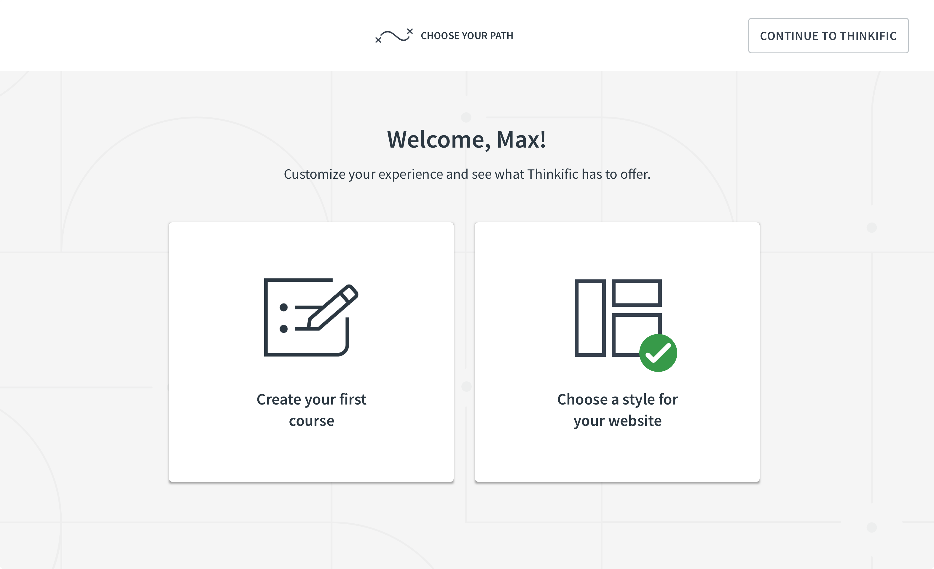 Choose website theme successful